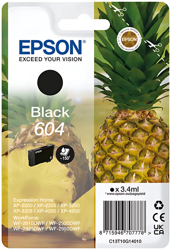 Epson C13T10G14010/604 Tintenpatrone schwarz, 150 Seiten 3,4ml