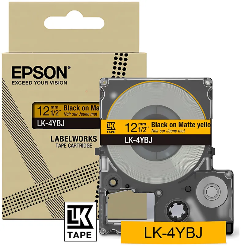 Epson C53S672074/LK-4YBJ DirectLabel-Etiketten schwarz auf gelb matt 12mm x 8m