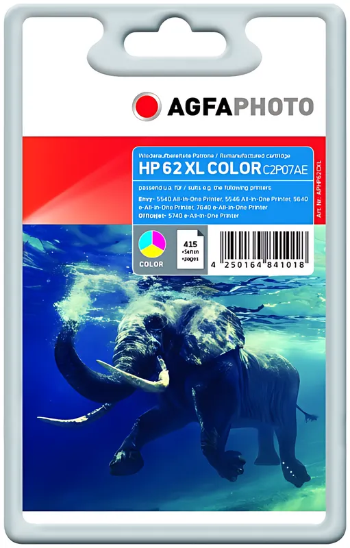 AgfaPhoto APHP62CXL Druckkopfpatrone color, 415 Seiten 11,5ml (ersetzt HP 62XL)