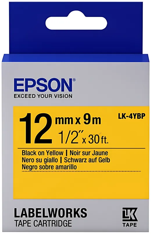 Epson C53S654008/LK-4YBP DirectLabel-Etiketten schwarz auf gelb 12mm x 9m