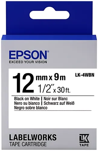 Epson C53S654021/LK-4WBN Farbband schwarz auf weiss extra adhesive 12mm x 9m