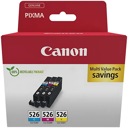 Canon 4541B018/CLI-526 Tintenpatrone MultiPack C,M,Y, 3x450 Seiten ISO/IEC 24711 9ml VE=3