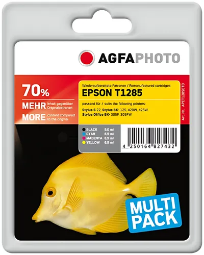 AgfaPhoto APET128SETD Tintenpatrone MultiPack Bk,C,M,Y 1x9ml + 3x6.5ml VE=4 (ersetzt Epson T1285)