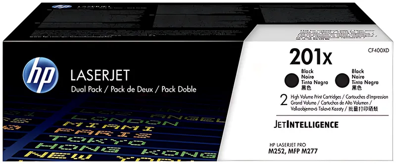 HP CF400XD/201X Tonerkartusche schwarz Doppelpack, 2x2.800 Seiten ISO/IEC 19752 VE=2