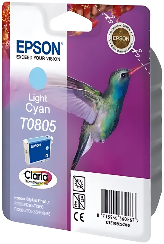 Epson C13T08054011/T0805 Tintenpatrone cyan hell, 330 Seiten ISO/IEC 24711 7.4ml