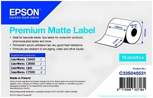 Epson C33S045531 Format-Etiketten matt die-cut 102mm x 51mm 650 VE=1