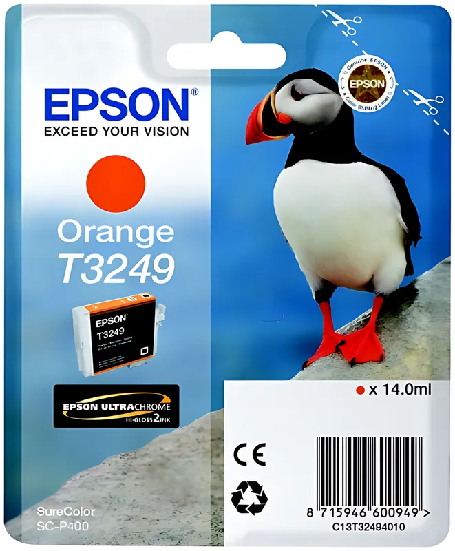 Epson C13T32494010/T3249 Tintenpatrone orange, 980 Seiten 14ml