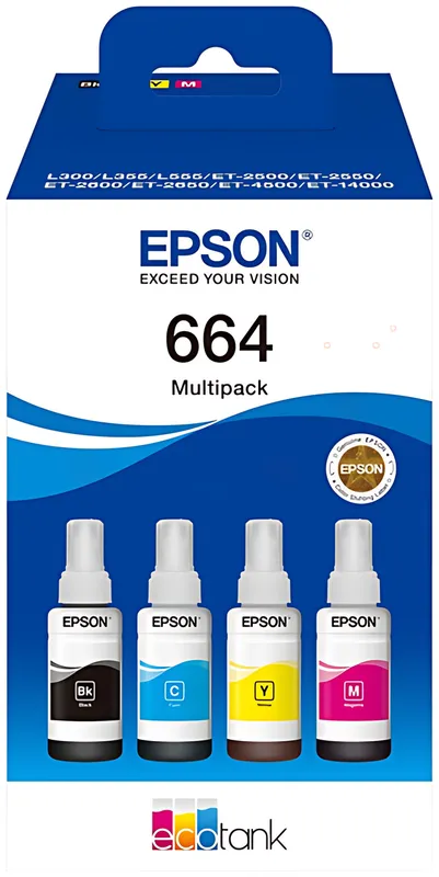 Epson C13T664640/664 Tintenflasche MultiPack Bk,C,M,Y 70ml 1x4500pg + 3x7500pg VE=4