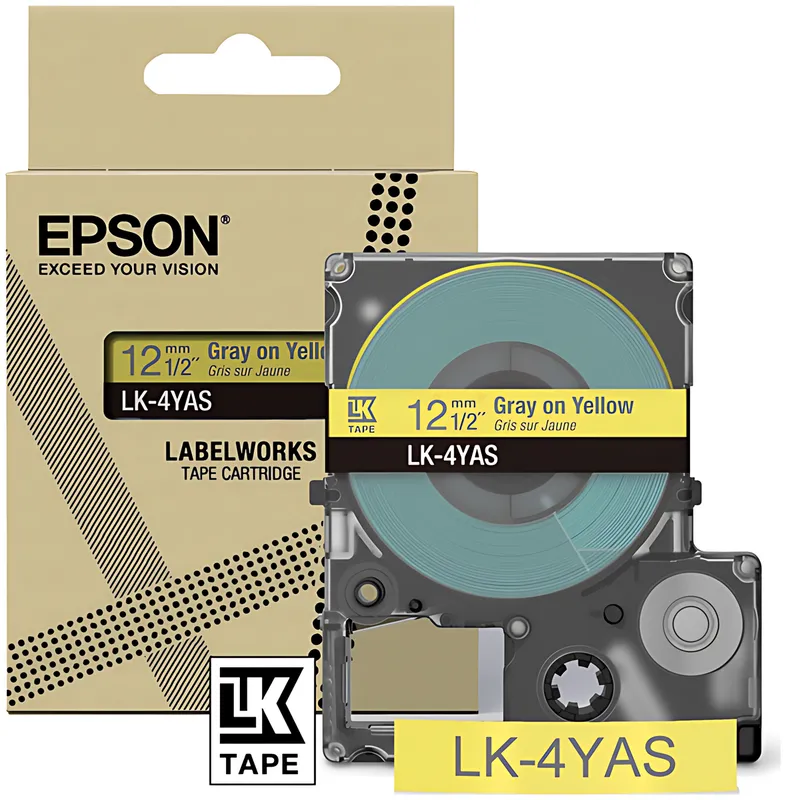 Epson C53S672104/LK-4YAS DirectLabel-Etiketten grau auf gelb 12mm x 8m