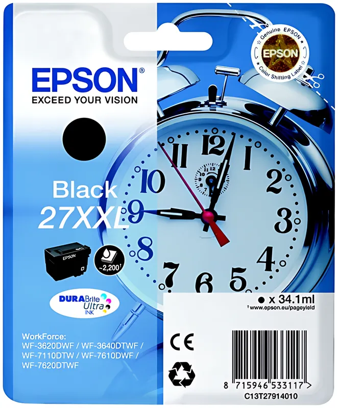 Epson C13T27914012/27XXL Tintenpatrone schwarz extra High-Capacity, 2.200 Seiten 34,1ml