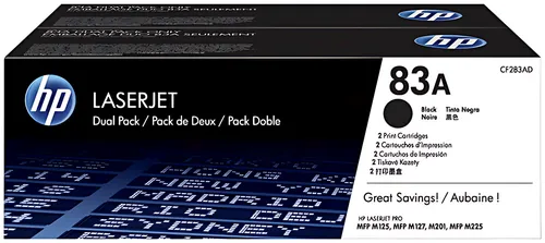 HP CF283AD/83A Tonerkartusche Doppelpack, 2x1.500 Seiten/5% VE=2