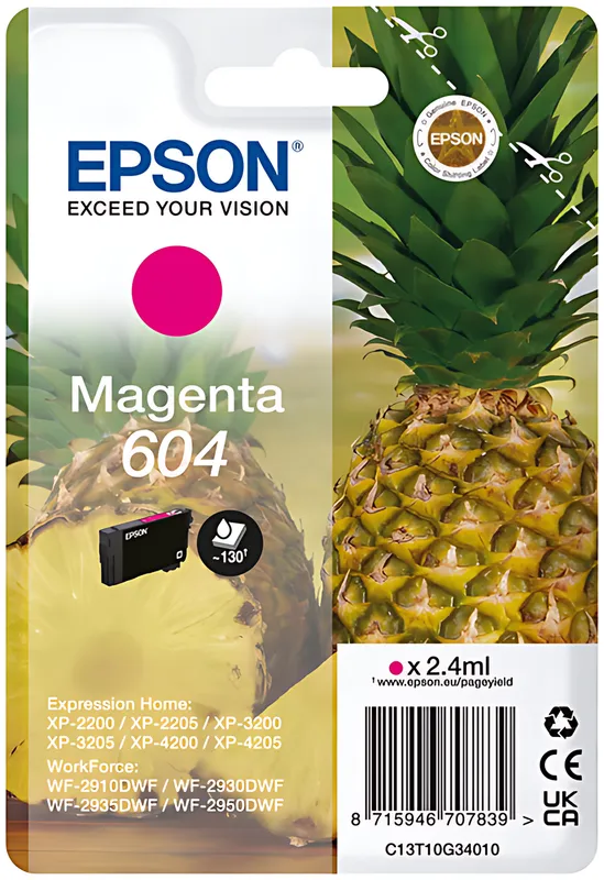 Epson C13T10G34010/604 Tintenpatrone magenta, 130 Seiten 2,4ml