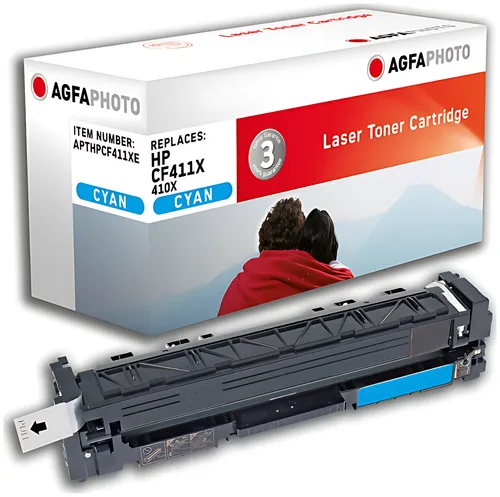 AgfaPhoto APTHPCF411XE Tonerkartusche cyan, 5.000 Seiten 109 Gramm (ersetzt HP 410X/CF411X)