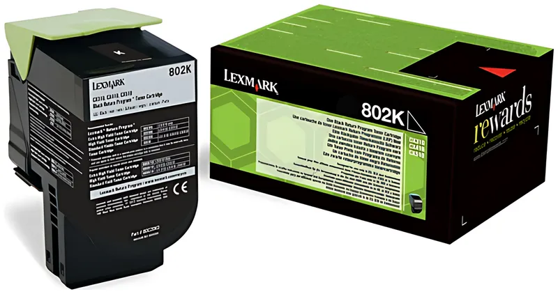 Lexmark 80C20K0/802K Toner-Kit schwarz return program, 1.000 Seiten ISO/IEC 19798