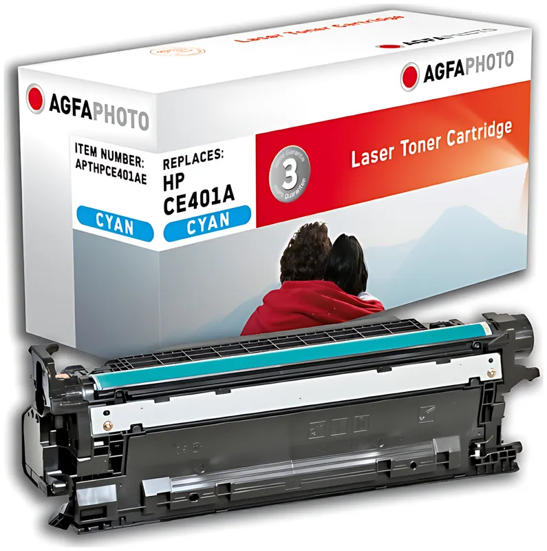 AgfaPhoto APTHPCE401AE Tonerkartusche cyan, 6.000 Seiten 115 Gramm (ersetzt HP 507A/CE401A)