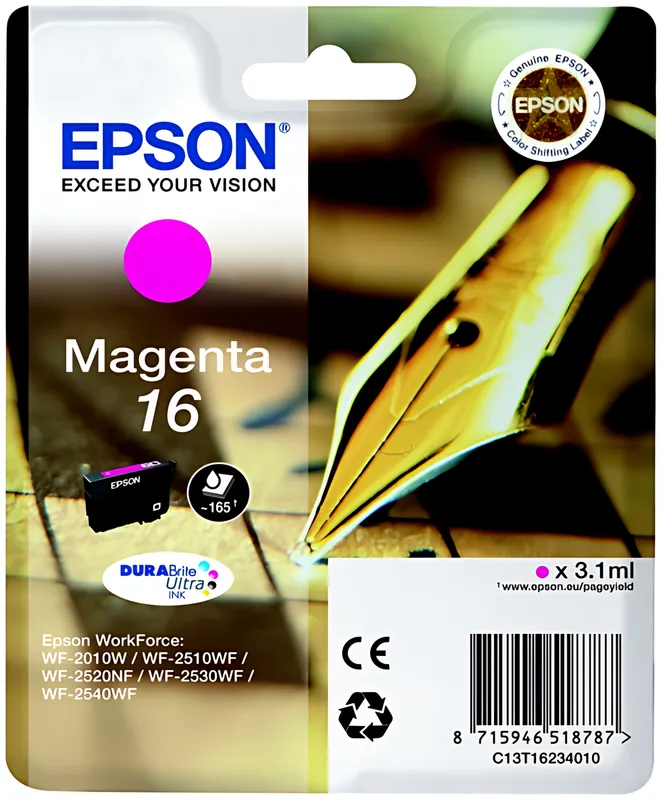 Epson C13T16234012/16 Tintenpatrone magenta, 165 Seiten 3,1ml