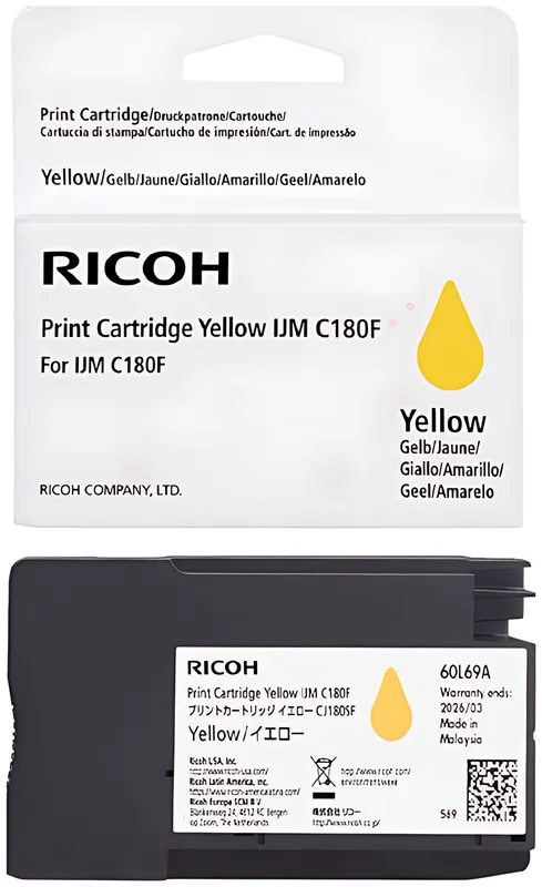 Ricoh 408520 Tintenpatrone gelb, 1.600 Seiten ISO/IEC 19752