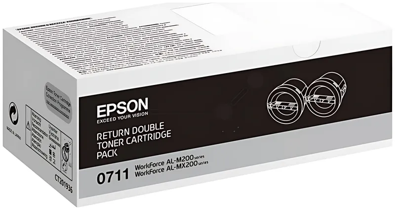 Epson C13S050711/0710 Tonerkartusche schwarz Doppelpack return program, 2x2.500 Seiten VE=2
