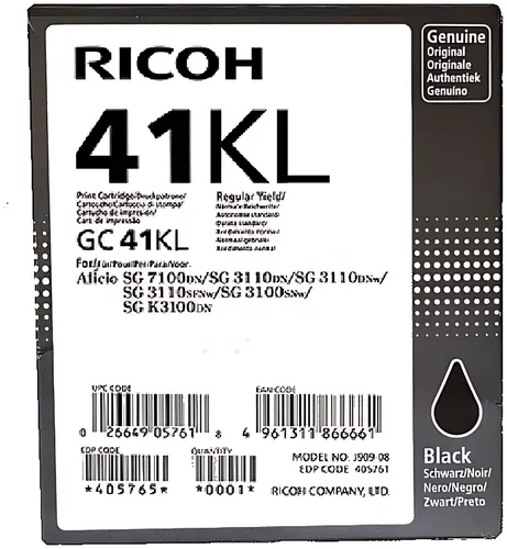 Ricoh 405765/GC-41KL Gelkartusche schwarz, 600 Seiten ISO/IEC 24711
