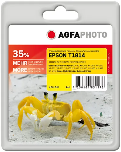 AgfaPhoto APET181YD Tintenpatrone gelb, 650 Seiten 9ml (ersetzt Epson 18XL)