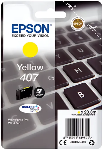Epson C13T07U440/407 Tintenpatrone gelb, 1.900 Seiten ISO/IEC 19752 20,3ml