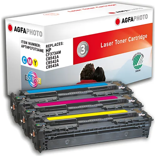 AgfaPhoto APTHPCF373AME Tonerkartusche MultiPack C,M,Y, 3x1.400 Seiten 45 Gramm VE=3 (ersetzt HP 125A/CB540A 125A/CB541A 125A/CB542A 125A/CB543A)