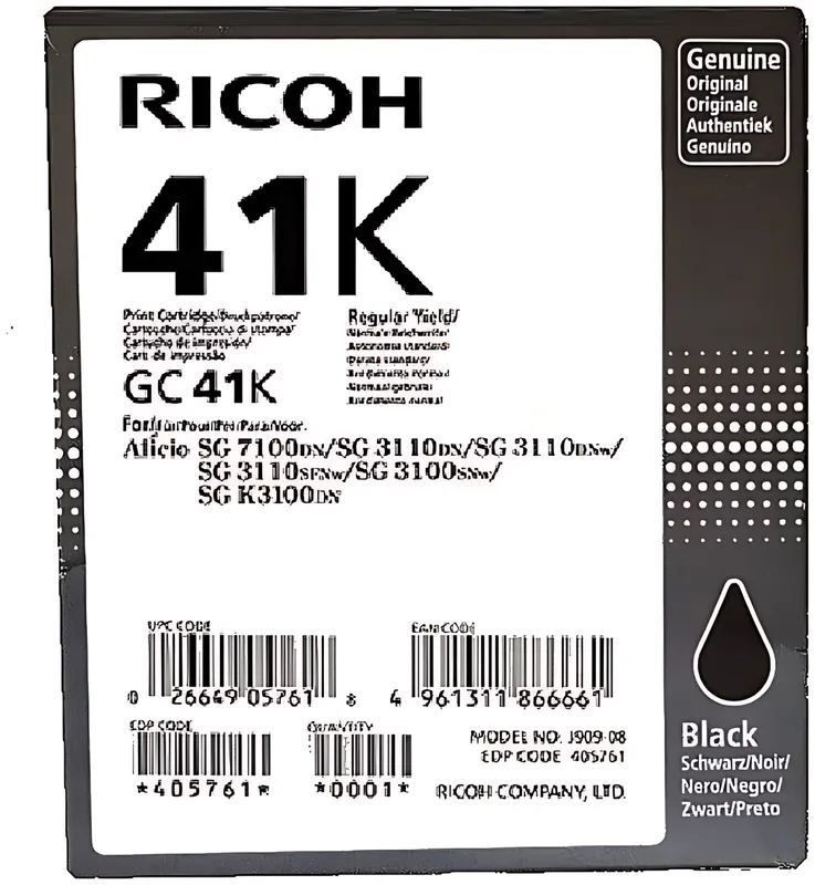 Ricoh 405761/GC-41K Gelkartusche schwarz, 2.500 Seiten ISO/IEC 24711