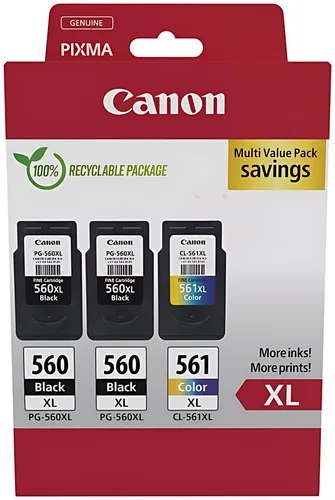 Canon 3712C009/PG-560XL+CL-561XL Druckkopfpatrone Multipack 2x schwarz +1x color 2x14,3ml + 1x12,2ml VE=3