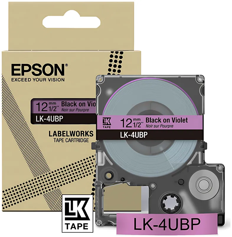 Epson C53S672101/LK-4UBP DirectLabel-Etiketten schwarz auf violett 12mm x 8m