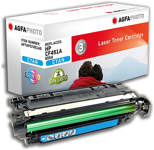 AgfaPhoto APTHPCF451AE Tonerkartusche cyan, 10.500 Seiten 19 Gramm (ersetzt HP 655A/CF451A)
