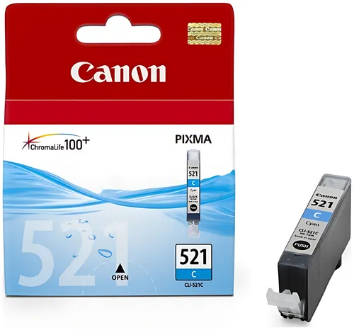 Canon 2934B001/CLI-521C Tintenpatrone cyan, 448 Seiten ISO/IEC 24711 205 Fotos 9ml