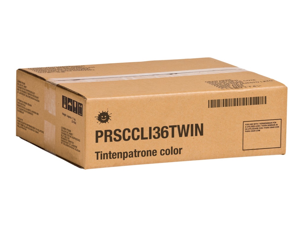 Kompatibel PRSCCLI36TWIN Tintenpatrone color Doppelpack, 2x500 Seiten VE=2 (ersetzt Canon CLI-36)