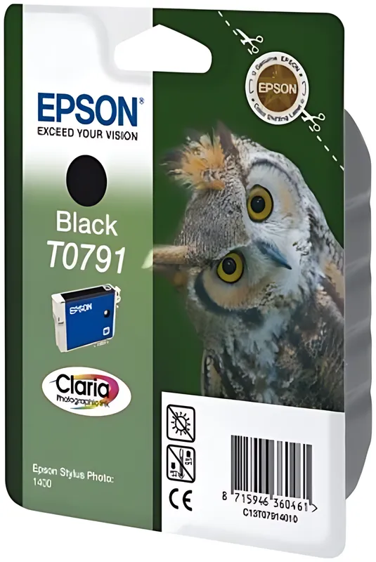 Epson C13T07914010/T0791 Tintenpatrone schwarz, 470 Seiten ISO/IEC 24711 11ml