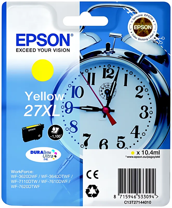 Epson C13T27144012/27XL Tintenpatrone gelb High-Capacity, 1.100 Seiten 10,4ml