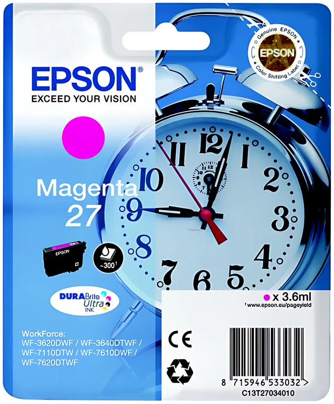 Epson C13T27034012/27 Tintenpatrone magenta, 300 Seiten 3,6ml