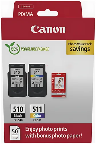 Canon 2970B017/PG-510+CL-511 Druckkopfpatrone Multipack schwarz + color PVP, 2x220 Seiten ISO/IEC 24711 9ml VE=2