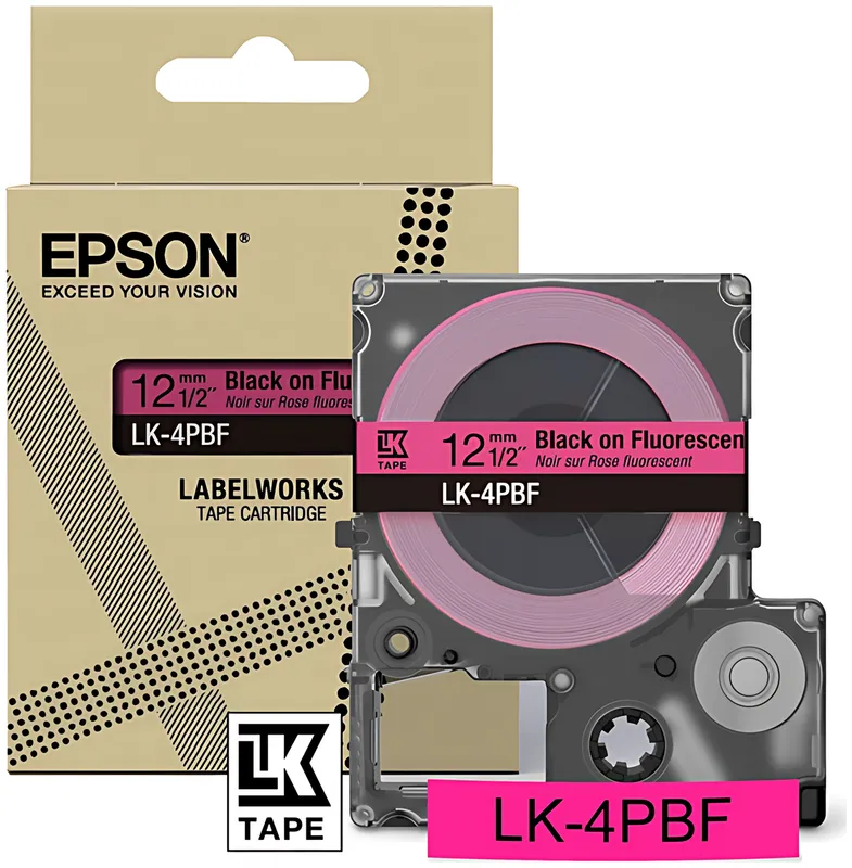 Epson C53S672100/LK-4PBF DirectLabel-Etiketten schwarz auf rosa fluorescent 12mm x 8m