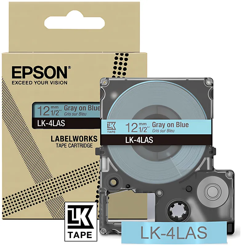 Epson C53S672106/LK-4LAS DirectLabel-Etiketten grau auf blau 12mm x 8m