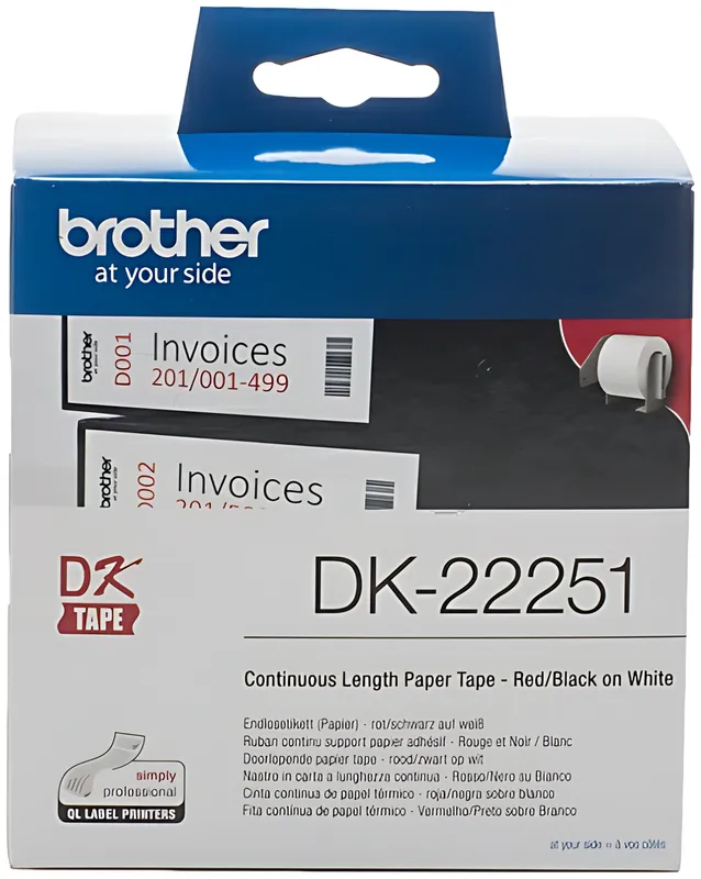 Brother DK22251 DirectLabel Etiketten rot / schwarz auf weiss 62 mm x 15,24 m