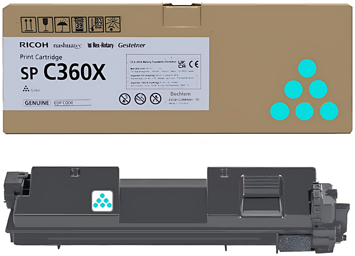 Ricoh 408251/SPC360X Toner-Kit cyan extra High-Capacity, 9.000 Seiten ISO/IEC 19752